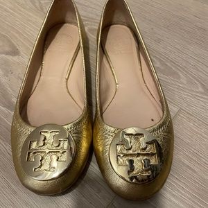 Tory Burch metallic gold shoes